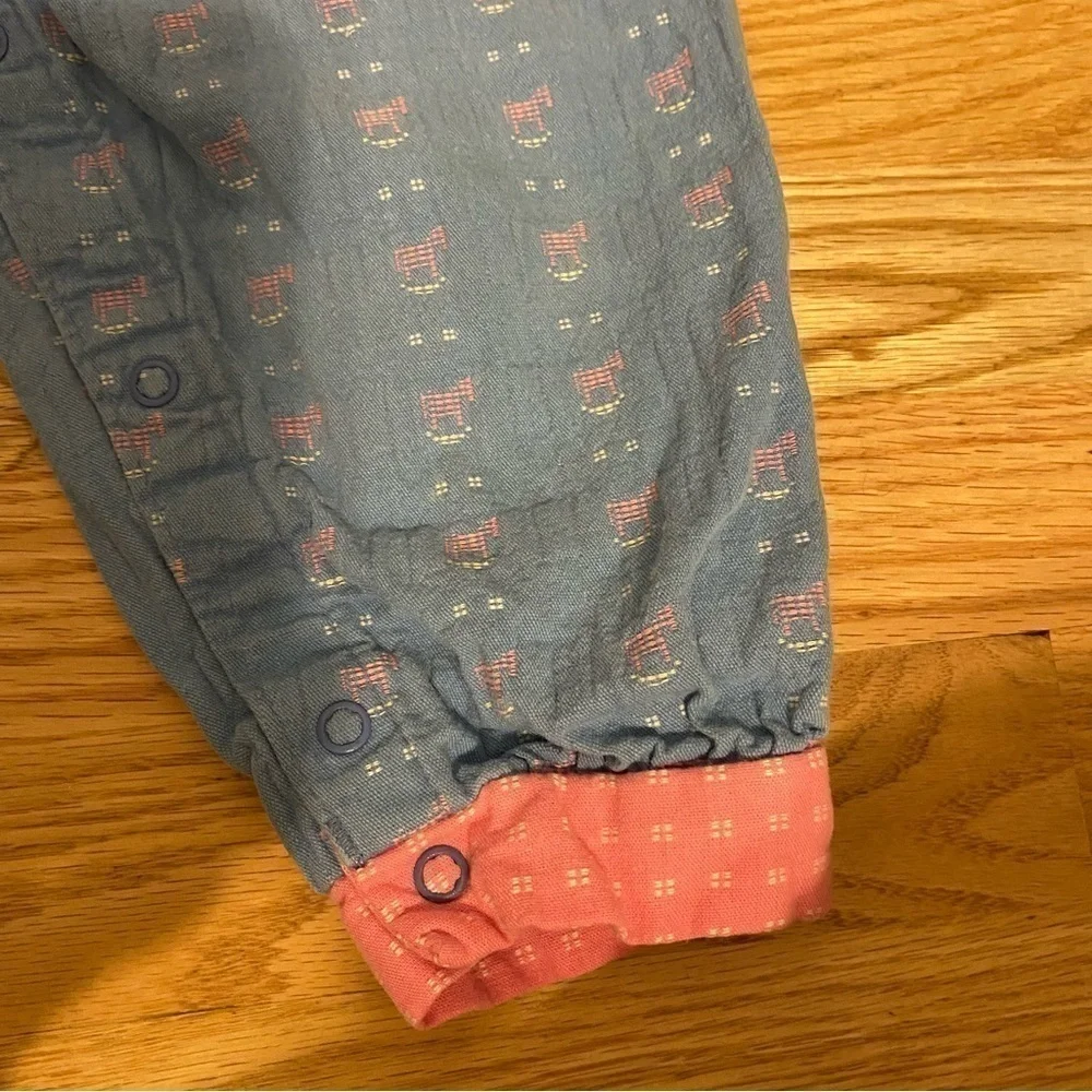 Vintage Oshkosh Denim Overalls Bow 24 mos Vestpak V-back Pink Made in USA